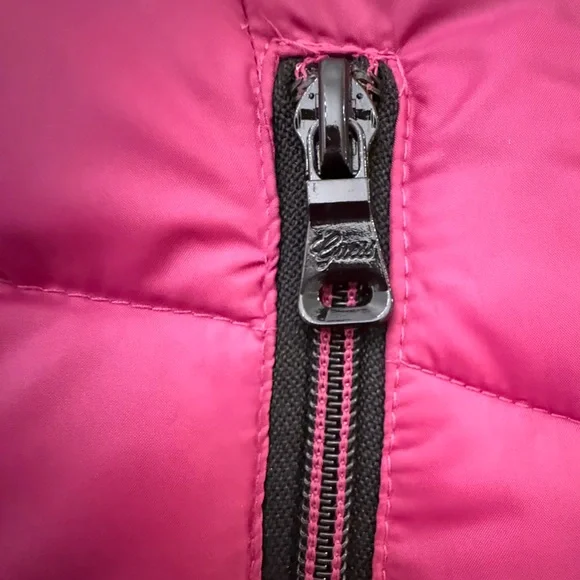 GUESS Puffer Jacket Purple Magenta Quilted Down Blend Puffer Coat Women Med - Picture 10 of 16